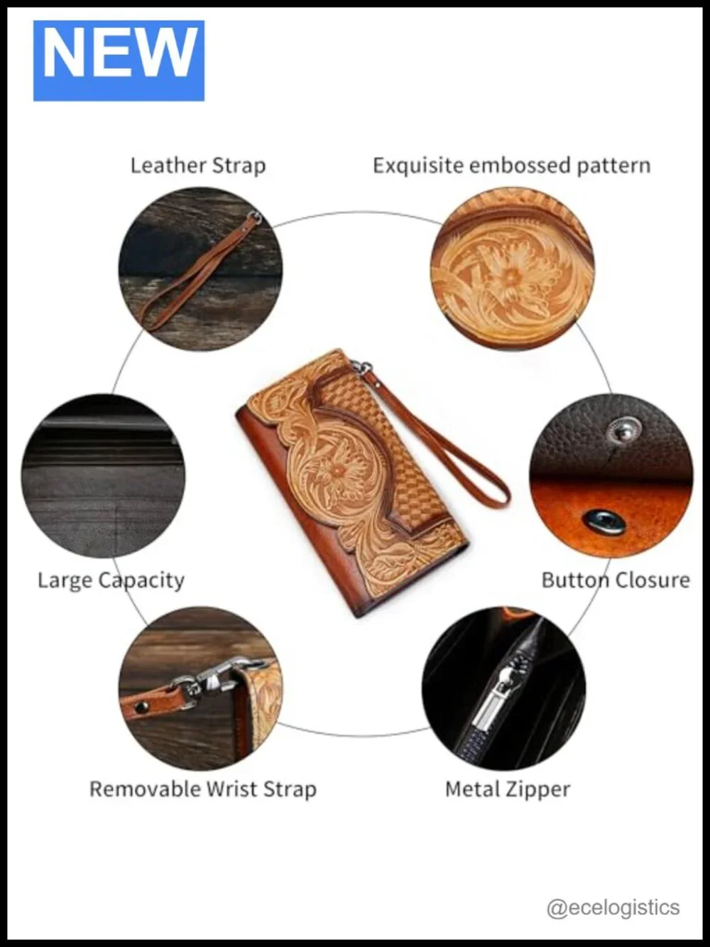 Genuine Leather Satchel Crossbody Bag with Matching Wallet, 16 Card Slots